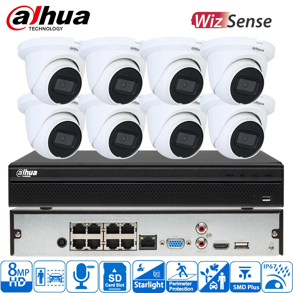 

Система видеонаблюдения Dahua 8-канальная 8МП 4K IP-камера IPC-HDW2841TM-S с 8 портами PoE и NVR (комплект)