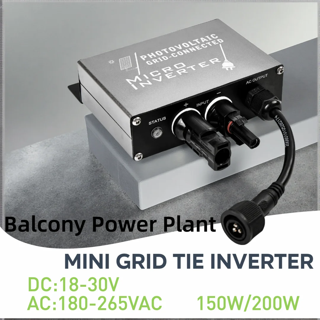 150W,200W Balcony Power Plant Solar Mini Grid Tie Micro Inverter 12-30V DC Input,  AC Output 180~265VAC, MPPT 99%,IP45, DIY