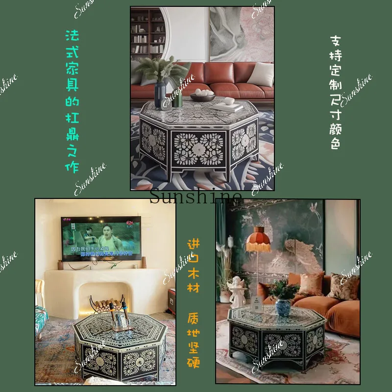 

household solid wood French retro special-shaped creative painting advanced small apartment B & B business antique style FT