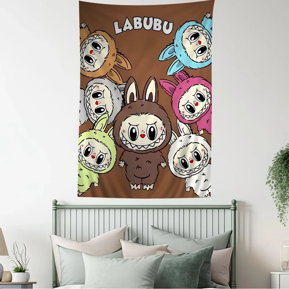 Cartoon L-Labubu Colorful Tapestry Wall Hanging Cheap Hippie Wall Hanging Bohemian Wall Tapestries Mandala Wall Hanging Sheets