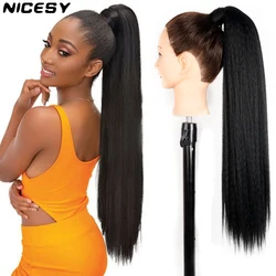 Yaki Kinky Curly Ponytail Adjustable Strap Hairpiece For Women With Comb Pony Tail False Synthetic Hair Extension