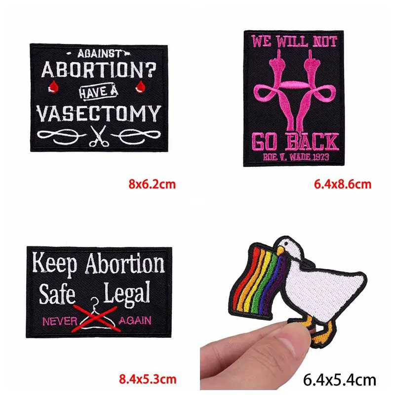 Prajna 10PCS Feminism Applique LGBT Embroidered Patches On Clothes Uterus Letter Patch Iron On Patches For Clothing Stickers DIY