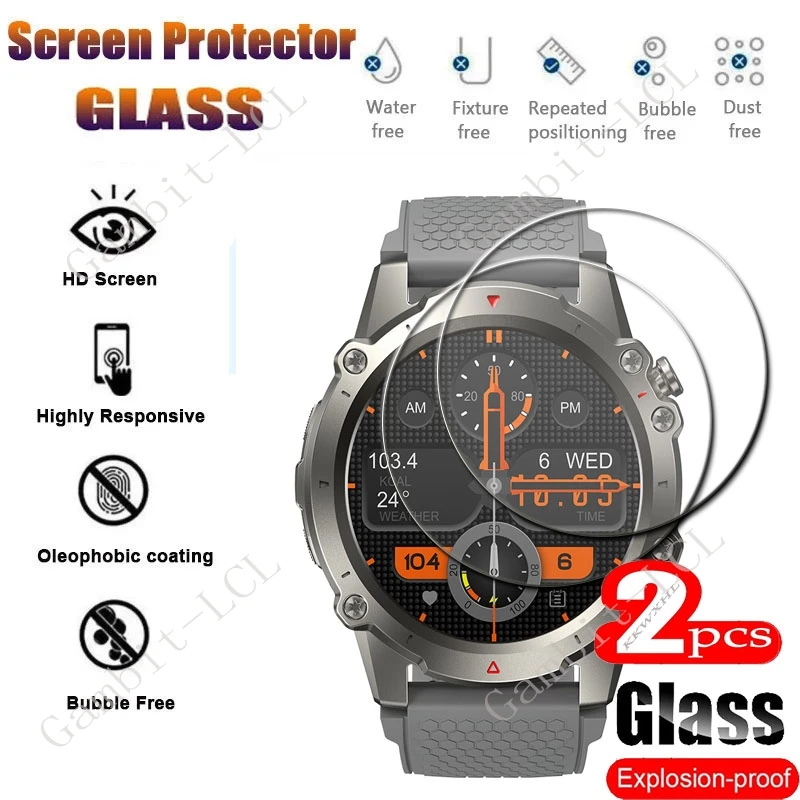 2PCS 9H Tempered Glass Screen Protector For Zeblaze Vibe 7 Lite  Smart Watch ZeblazeVibe7Lite Vibe7Lite  SmartWatch Cover Film