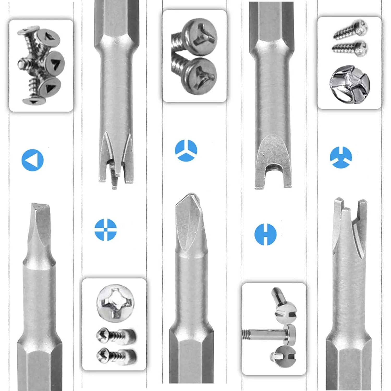 5pcs Specially Shaped Screwdriver Set 50mm U Shaped Y Type Triangle Inner Cross Three Point Screwdriver Bit Tool