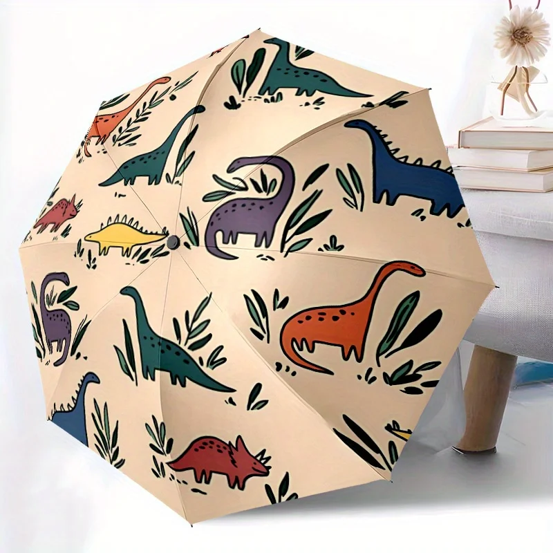 

Автоматический зонт с рисунком динозавра, 1 шт., с кнопкой открытия/закрытия одним нажатием, компактный складной купол, прочная 8-спицевая конструкция, ветрозащитный дизайн.