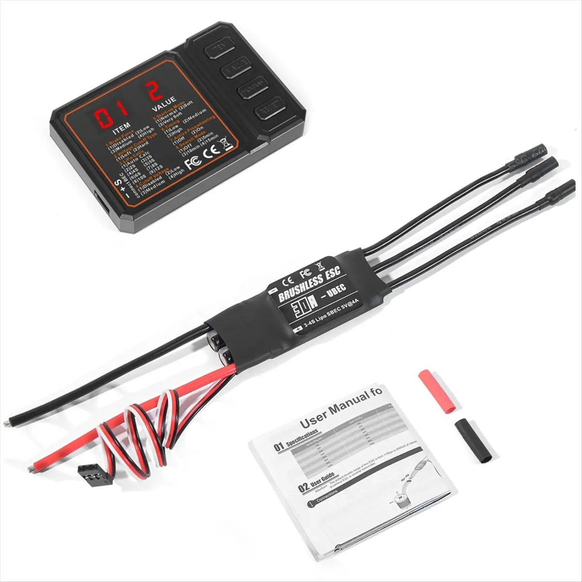 Special Offer-30A Brushless ESC 2-3S Lipo Support BEC Output with Programming Card for RC Car Boat Aircraft DIY Parts