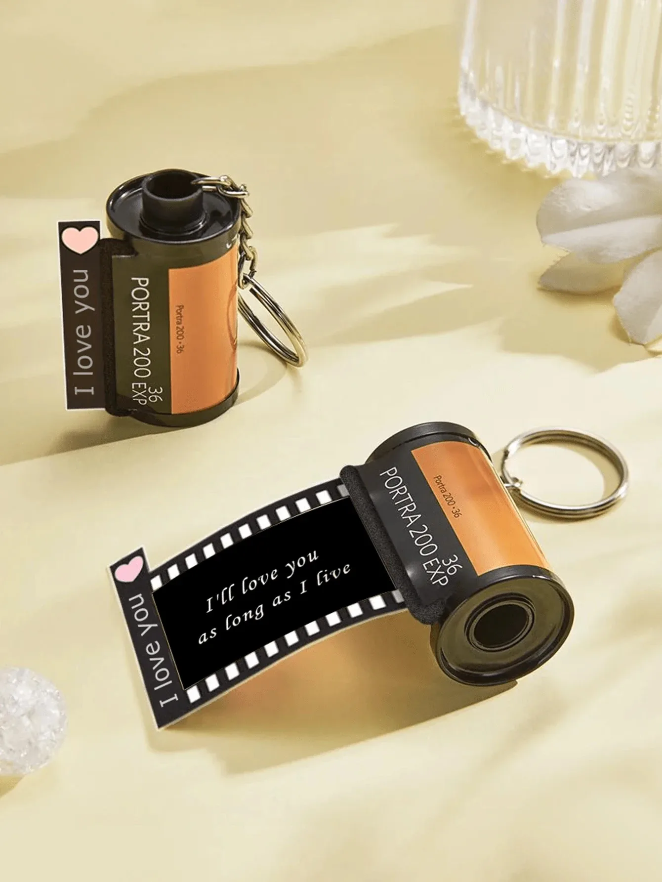 Custom Text and Photo Film Roll Keychain Personalized Camera Memory Keychain With Photos Memorial Gift for Weddings