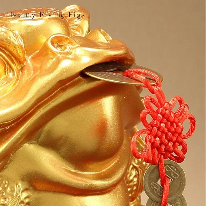 1 Pc Resin Lucky Golden Toad Ornament Decorations of Living Room TV Cabinet Opening and Housewarming Gifts Craft Ornaments
