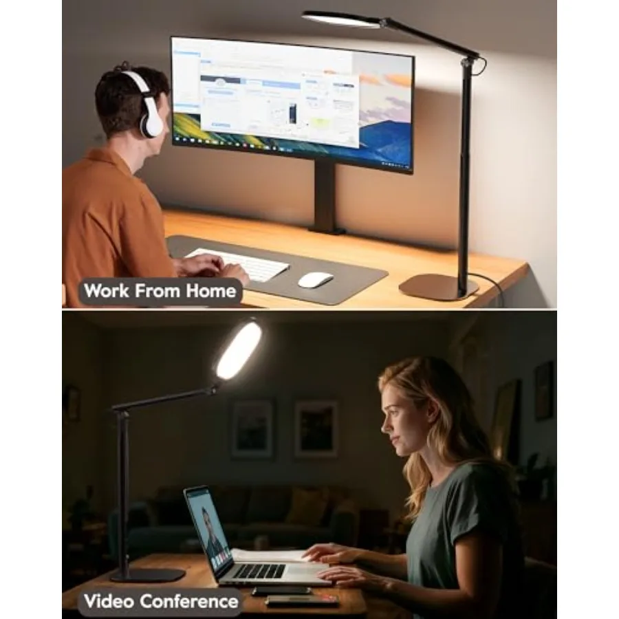 مصابيح مكتب Led للمكتب المنزلي مع قاعدة مصباح مكتبي طويل القامة مع 50 وضع إضاءة وذاكرة ومؤقت وظيفة ضوء الكمبيوتر المرن أ