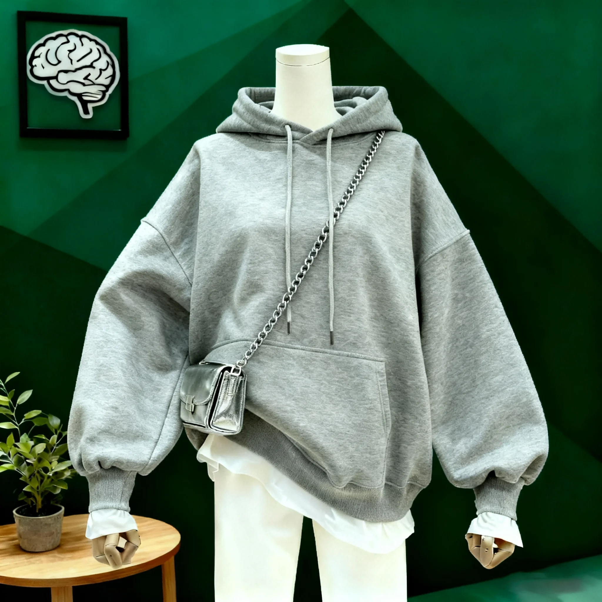 

Women Solid Color Hooded Sweatshirt Casual Street Style Female Pullovers With Pockets Loose Fit Warm Autumn Fashion