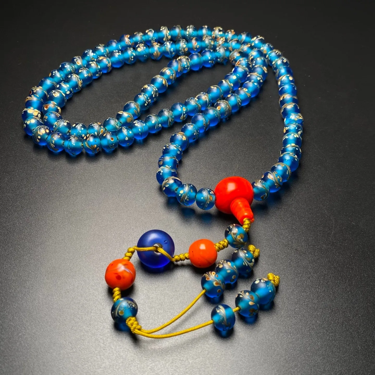 108 Tibetan colored glaze phoenix tail Beads Prayer Handstring Necklaces G3624