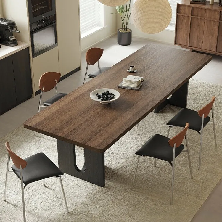 High-end black walnut pattern for home rectangular dining tables