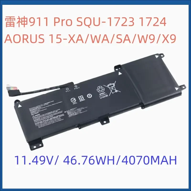 High-Quality New SQU-1723 4070mAh 11.49V Battery for ThundeRobot 911 Pro GIGABYTE AORUS 15-XA WA W9 X9 SQU-1724 Laptop