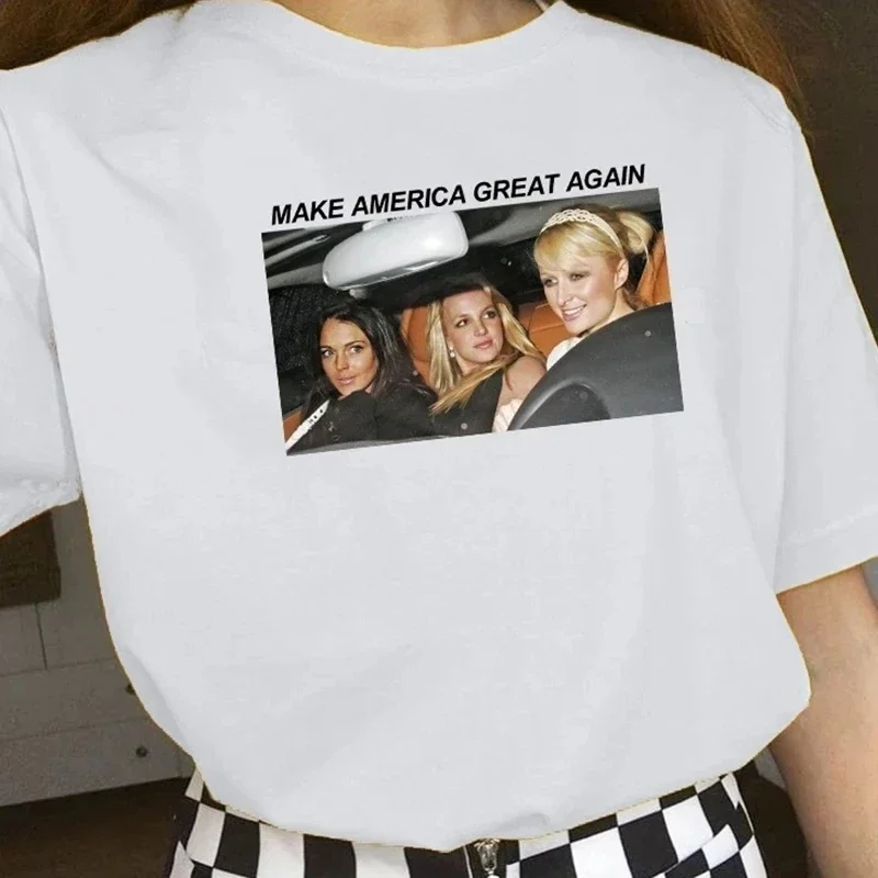 Camiseta con estilo para mujer, camiseta a la moda de Britney Make America Great Again, Tops informales de verano, camisetas de viaje divertidas