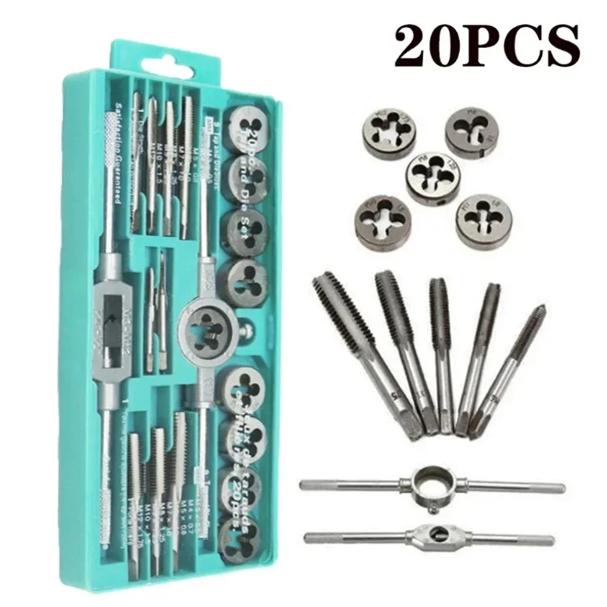 Y31A Metric Hand Tap and Die Set Screw Thread Plugs Straight Taper Reamer Tools 20PCS Set