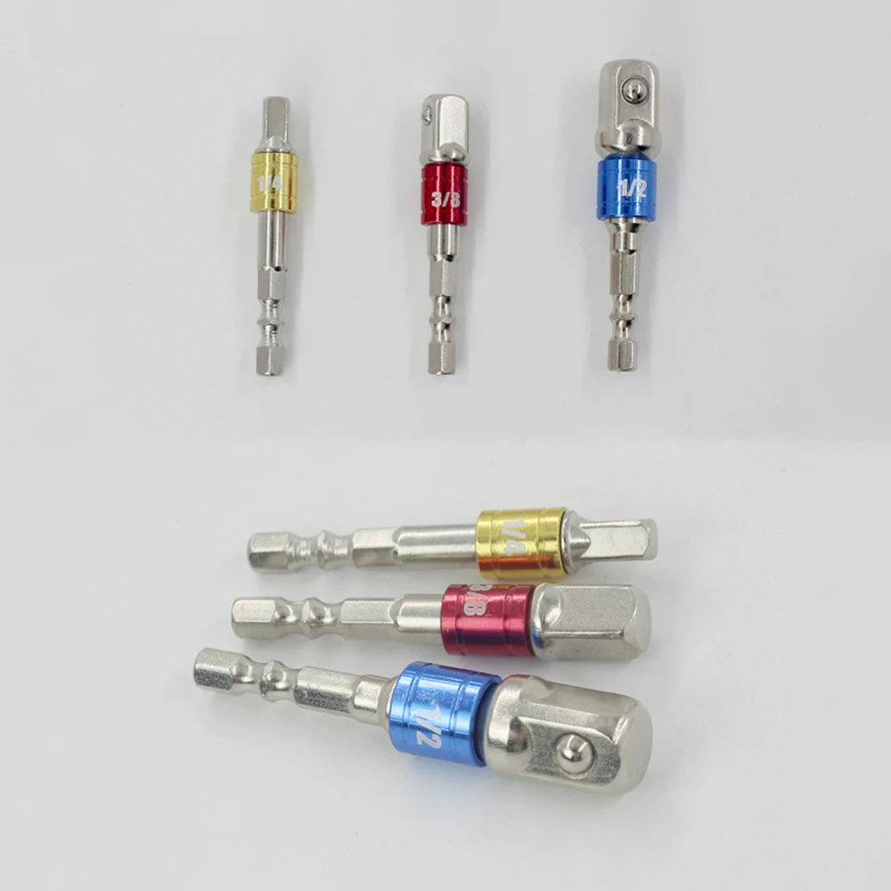 1 Máy Tính Chrome Vanadium Ổ Cắm Adapter Chuôi Lục Giác 1/4 "3/8" 1/2 "Nối Dài Khoan Lái Xe điện Khoan Đầu