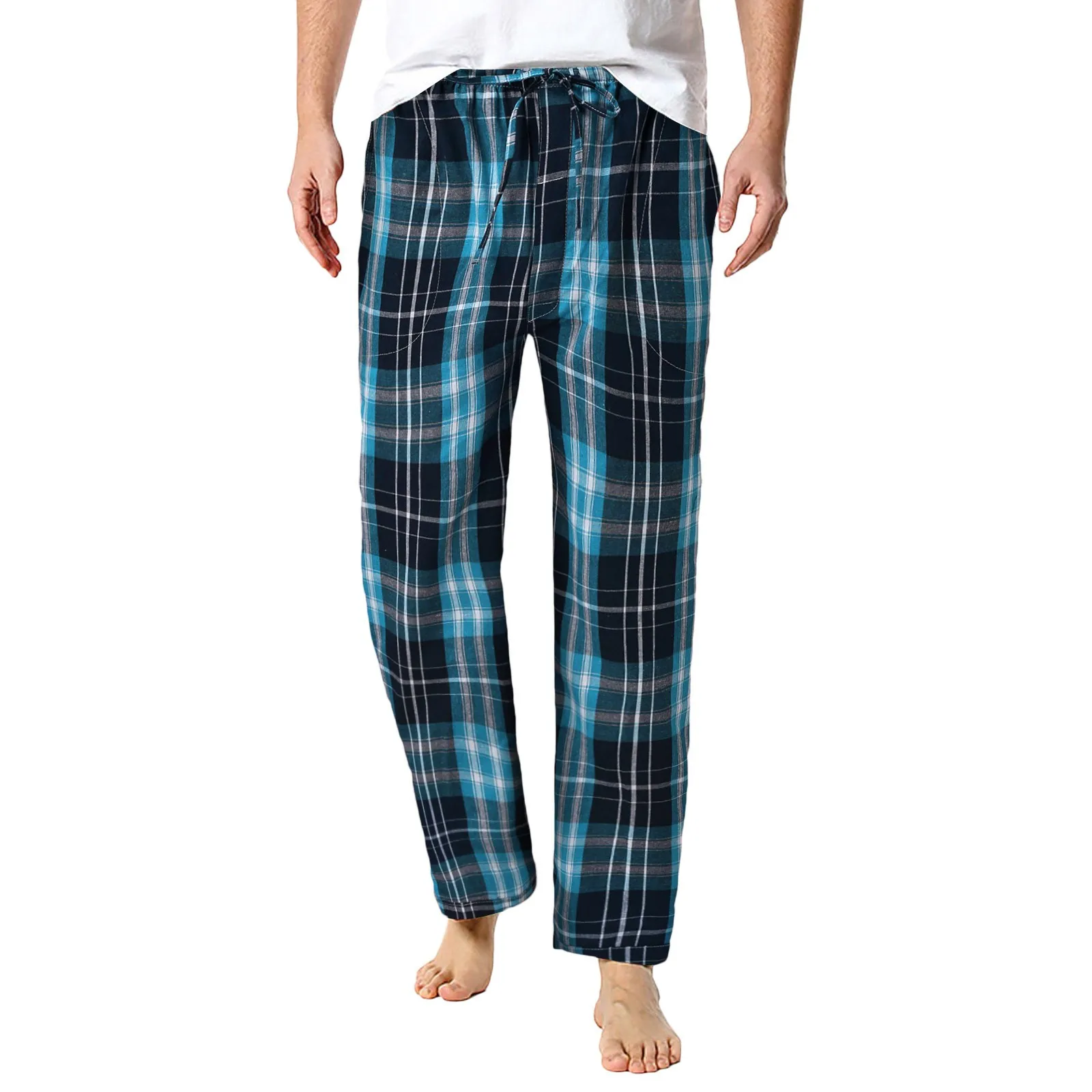 Calças de pijama xadrez japonesas masculinas, calças masculinas grandes para dormir, confortável para casa, desgaste oversize