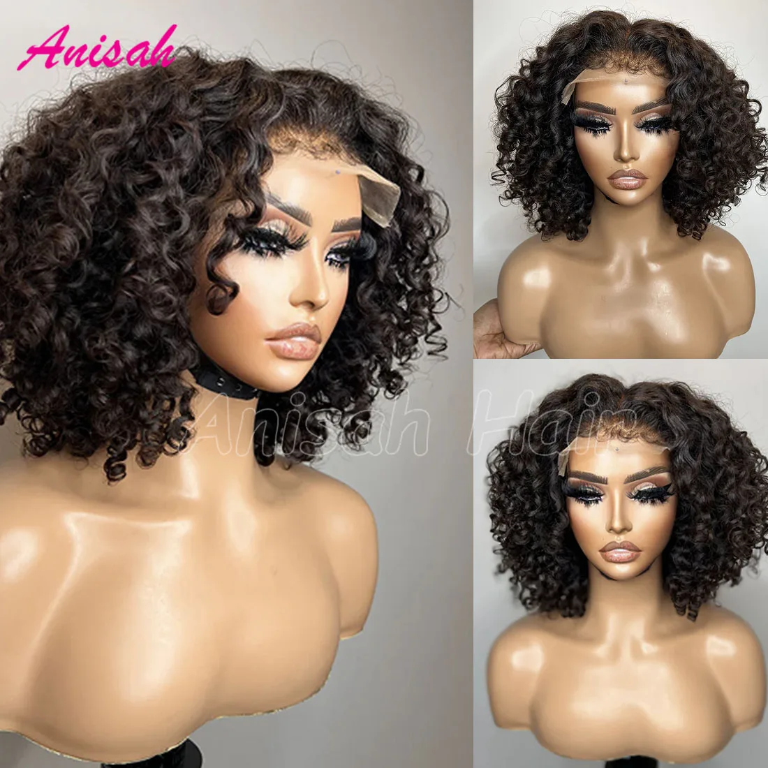 

Short Curly Lace Front Human Hair Wigs 4c Baby Hair Full Lace Frontal Wig Brazilian Gluless Lace Closure Wigs For Women