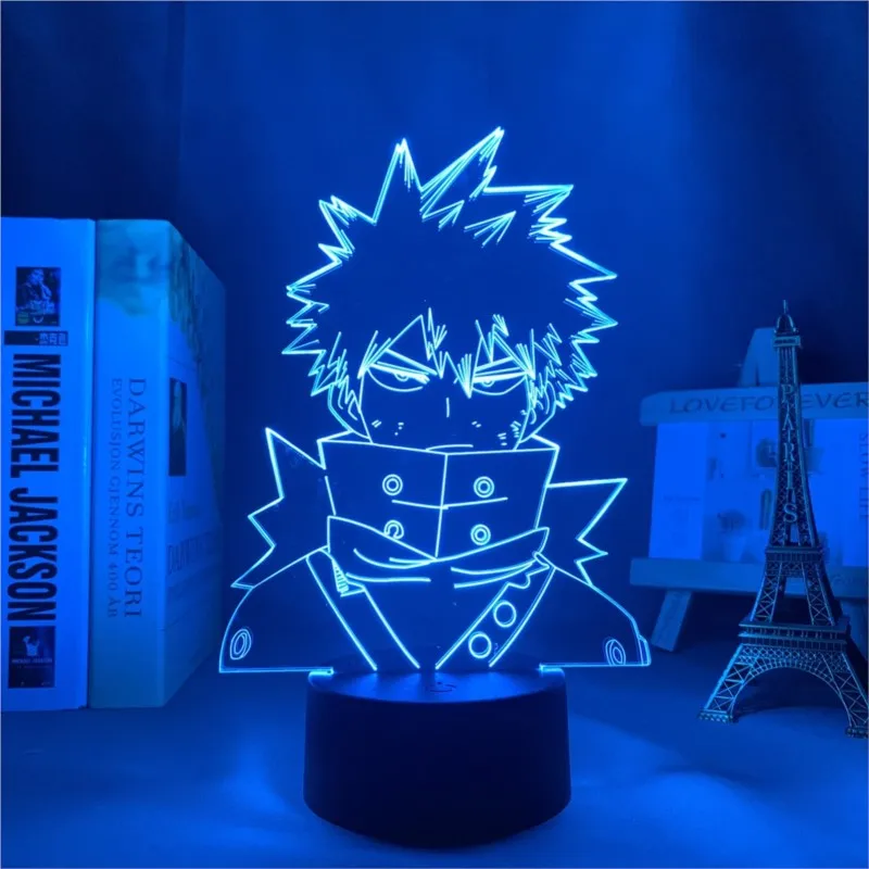 Imagem -02 - Led Night Light Anime Meu Herói Academia para Decoração do Quarto Presente de Aniversário Mangá Gadget Meu Herói Academia Katsuki Bakugo Lâmpada 3d 3d