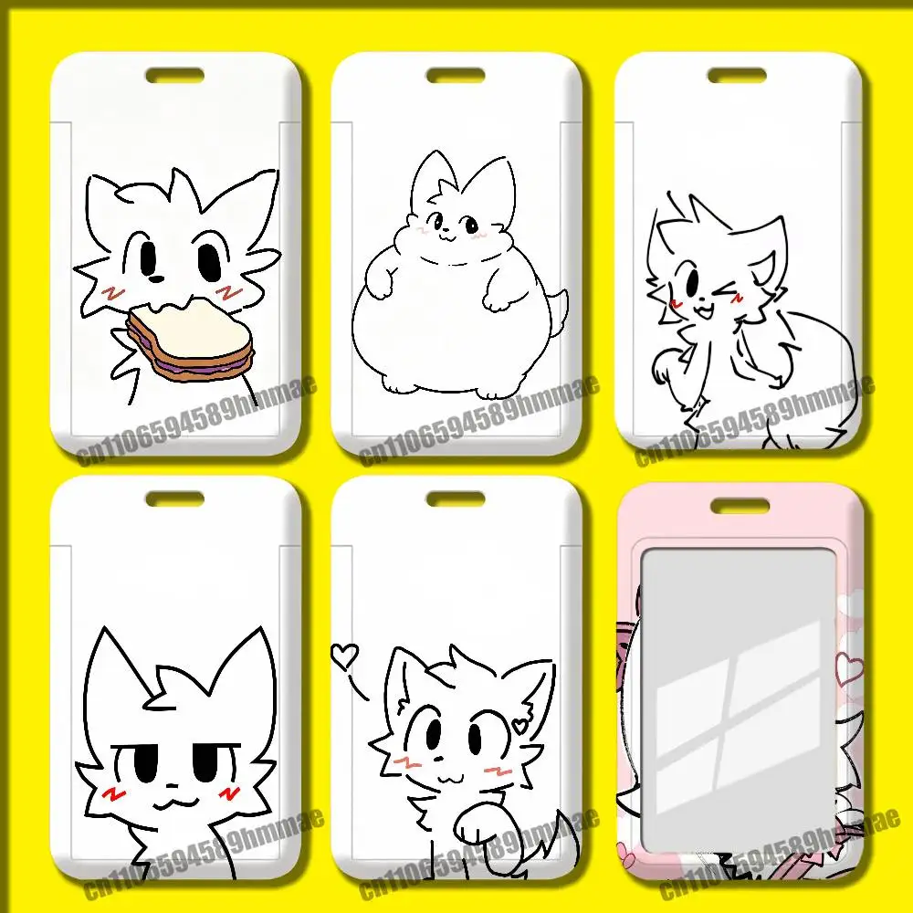 For Boykisser Cartoon Cat Employee ID Card Holder Office Badge Student Bank Work Credit Holders Hard Case Shell