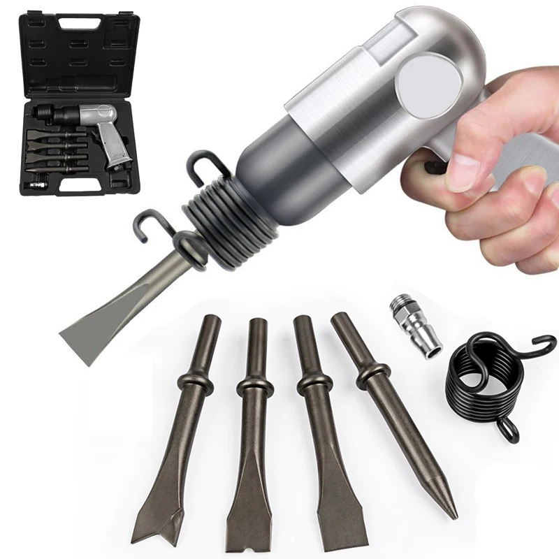 Industrial Straight Type Pneumatic Hammer Tool Shovel Hammer With Toolbox Wind Tool Pick Rust Remover Head Chisel Pneumatic Tool