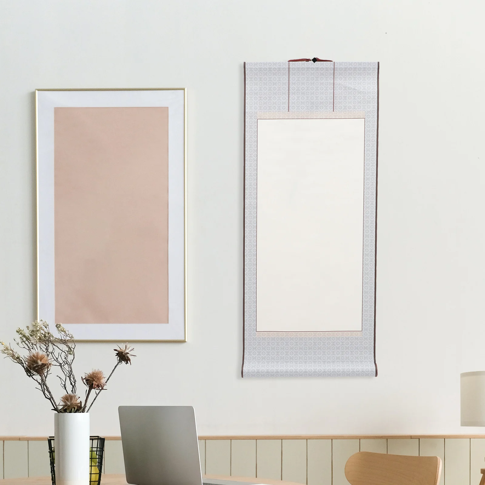 

2Pcs Chinese Calligraphy Rice Paper Blank Scroll Painting Writing Drawing Scroll for Brush Ink Practicing Home Wall Decoration