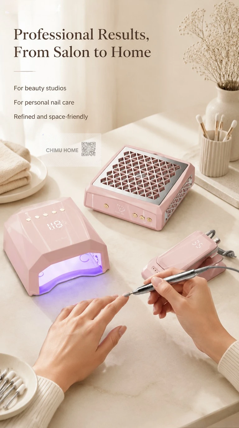 【CHIMU HOME】OEM Custom Nail Tool Kit, Rechargeable 60W UV LED Nail Lamp & Brushless Nail Drill, Portable DIY Manicure Set