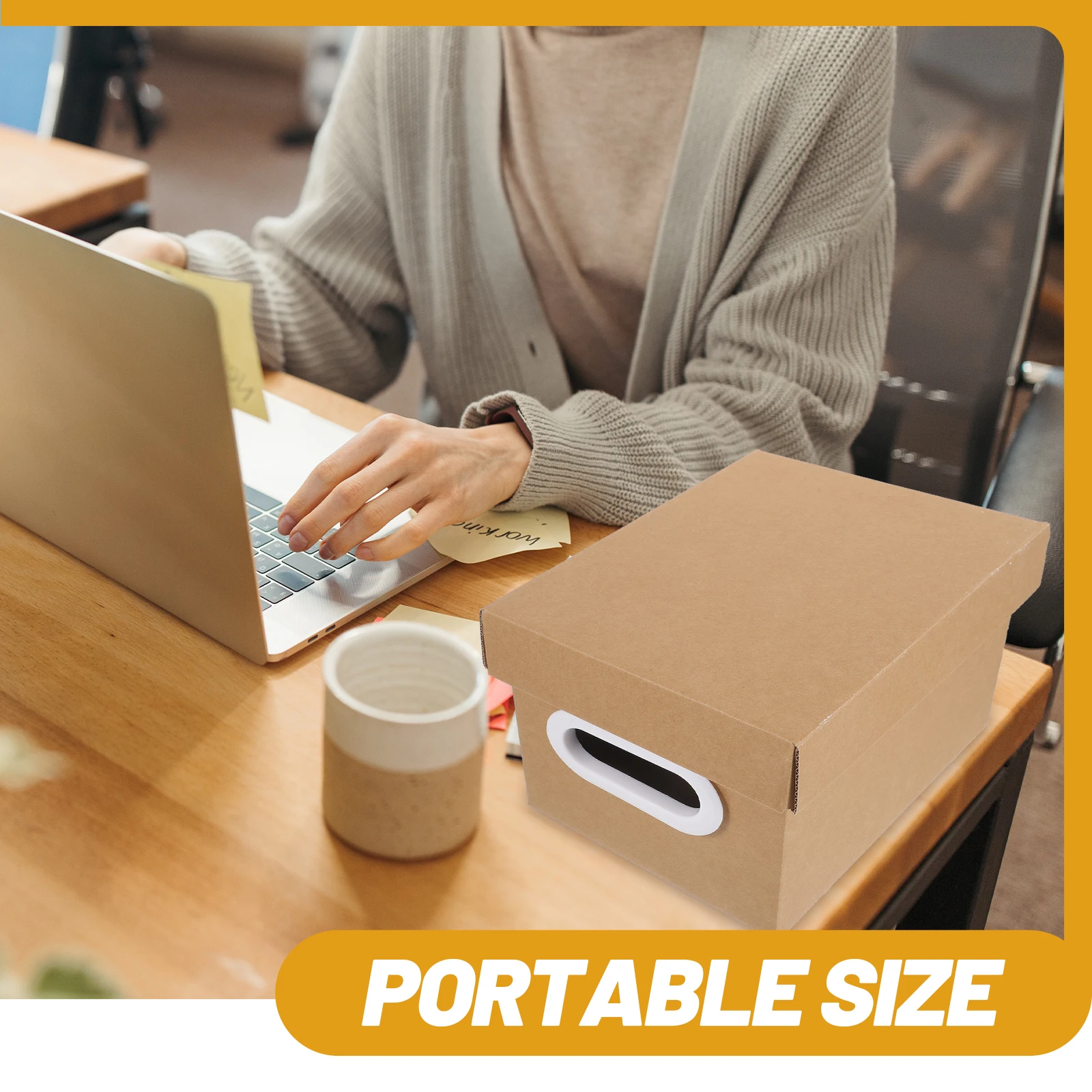 Kraft Paper Storage Box with Lid Large Capacity Reinforced Desktop Organizer File Sundries Storage Multi- Box Gift