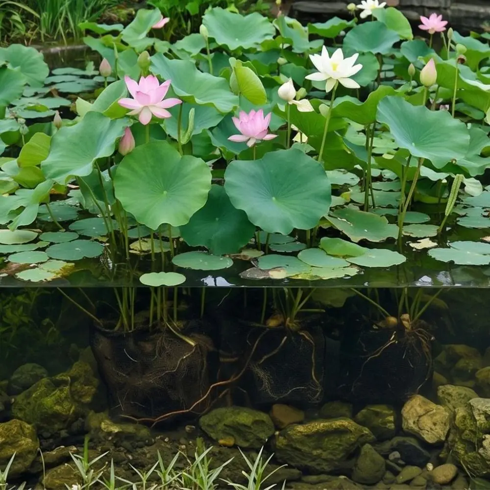PVC Aquatic Planting Basket Fine Mesh Water Permeable Aquatic Plant Pot Breathable Structure Reusable Pond Planter Bag
