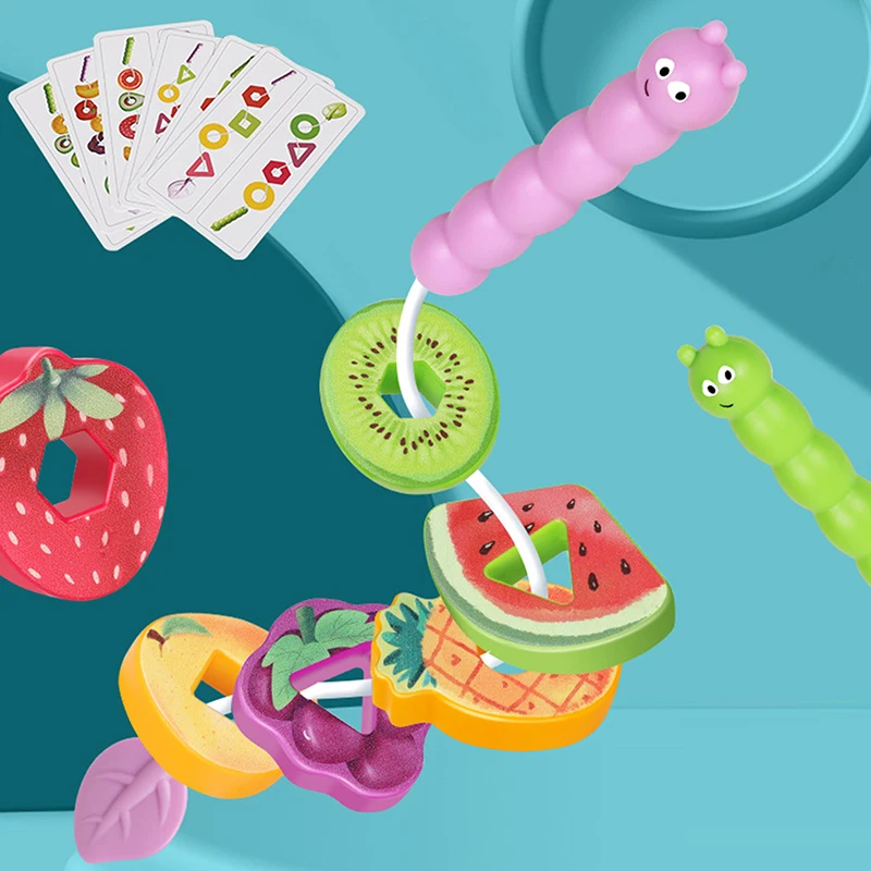 Babyspeelgoed Vorm Kleurensorteerder, Fruit Veterkralen Voor Vroeg Leren Fijne Motoriek Training, Verjaardagscadeaus 3-5 Jaar Oud