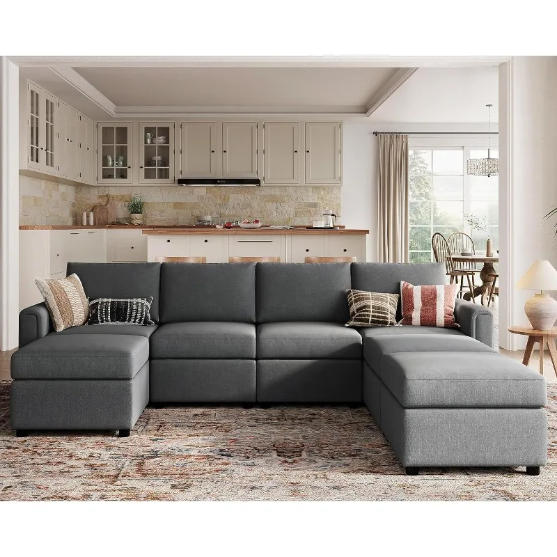 Modular Sofa, Sectional Couch U Shaped Sofa Couch with Storage, Memory Foam, Modular Sectionals Sofa with Ottomans, 7 Seat Sofa