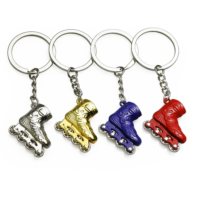 Creative Mini Cartoon Skates Roller Skating Metal Keychain Pendant Ice Rink Promotional Gift Aluminum Alloy Keychain 4 Colors