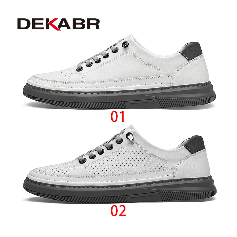 DEKABR Fashion Men Casual Shoes Lightweight Driving Shoes Genuine Leather Breathable Men\'s Flats Shoes Walking For Men