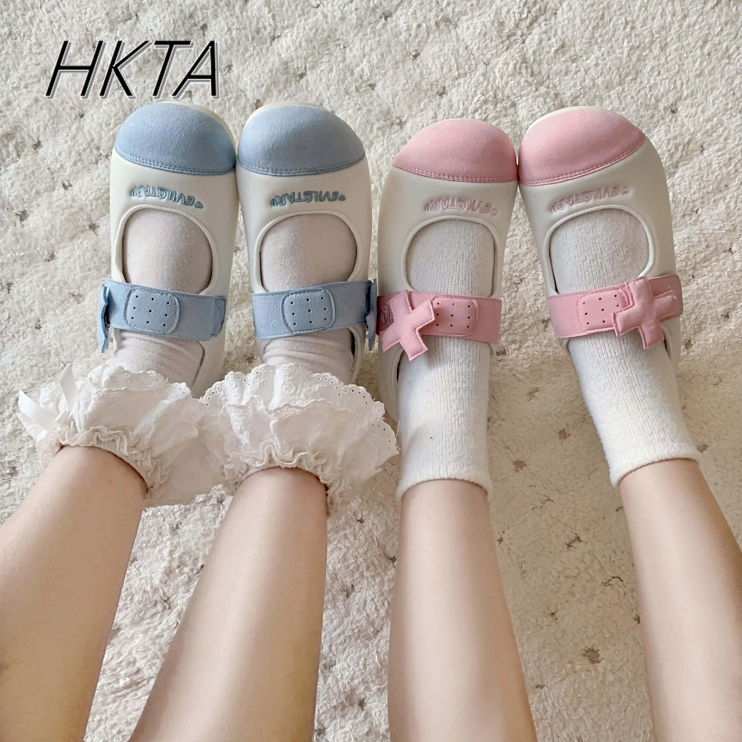 

Original Design Pink Flats Comfortable Mary Jane Women Shoe Lolita Japanese Velcro Puff Shoes Light Mouth Single Shoes Y2K Pumps