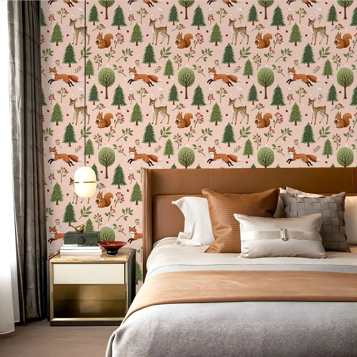 Moisture Proof Mildew Proof Wall Stickers Forest Animal Self-Adhesive Wall Stickers Household Waterproof Renovation Wallpaper