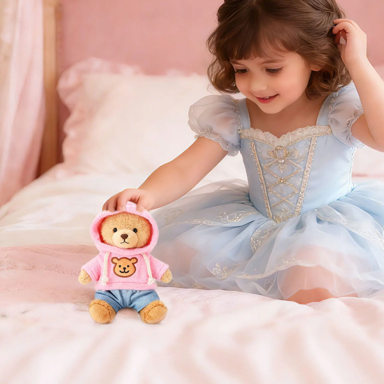 

Комплект одежды для медведя: худи и аксессуары для 20-сантиметровых плюшевых игрушек, мягкая и удобная одежда для маленьких плюшевых медведей