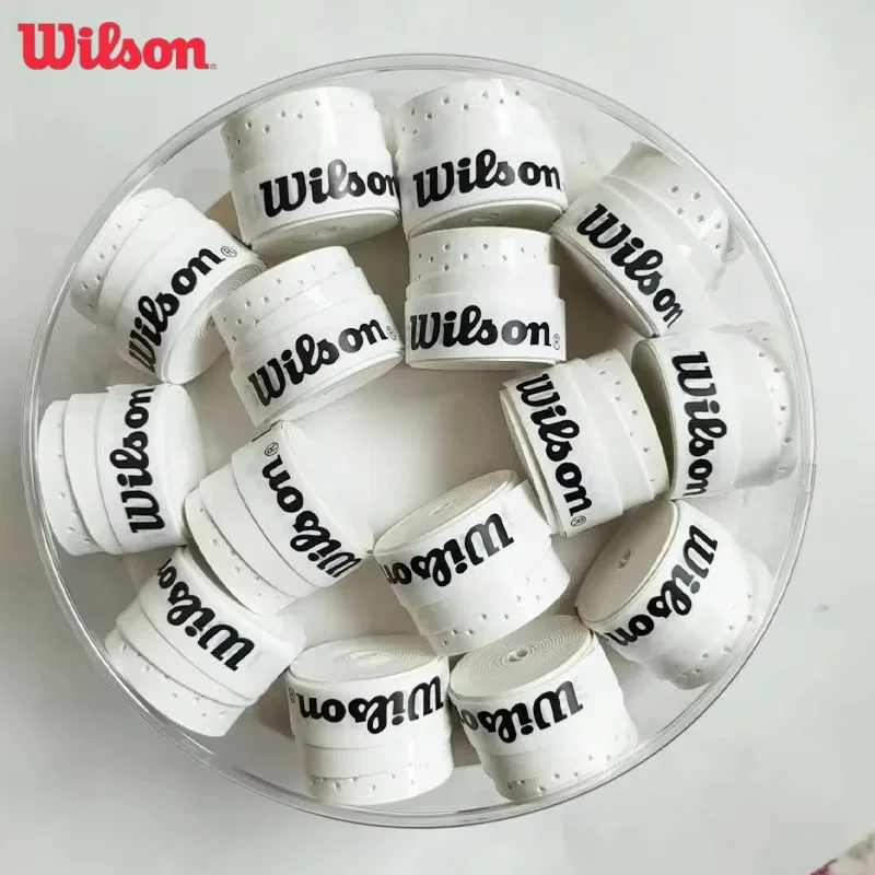 Wilson 12 ชิ้นแร็กเก็ต Sweatband Overgrip เทนนิสแบดมินตันการฝึกอบรมเหงื่อดูดซับมือกาวเทนนิสอุปกรณ์เสริม PU Non Slip Grip