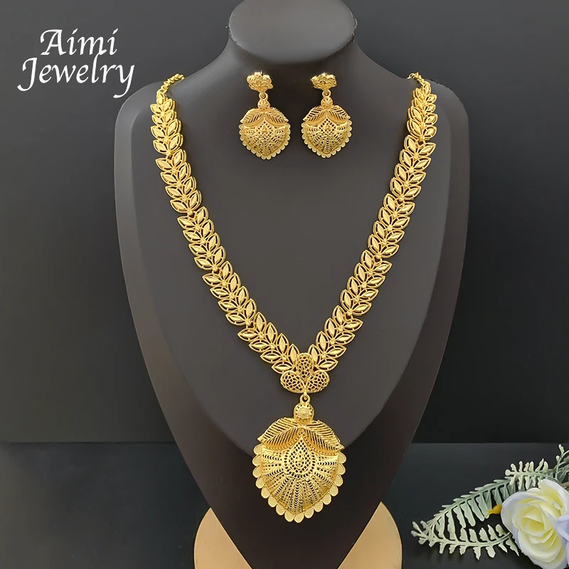 Personalisierte Schmucksets Halskette mit Tropfenohrringen Dubai 18K Vergoldetes Schmuckset für Damen Mode Hochzeit Party Geschenke