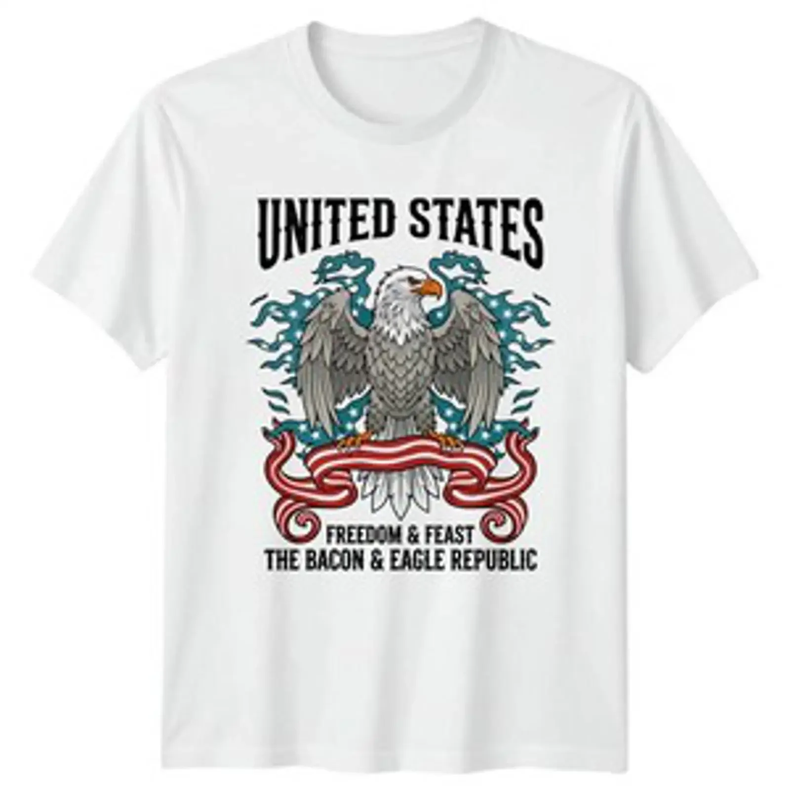 USA Freedom And Feast T Shirt Speck Humor Patriotismus Unabhängigkeitstag vintage Washed Casual Stylish Unisex Stretched
