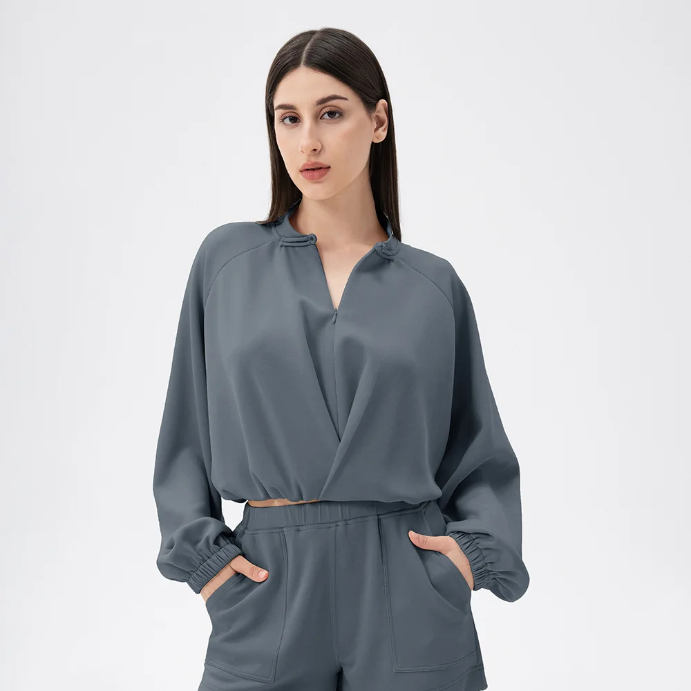 

Women's Autumn Winter Chinese-Style Yoga Jacket Modal Breathable Loose-Fit Warm Running Fitness Sweatshirt