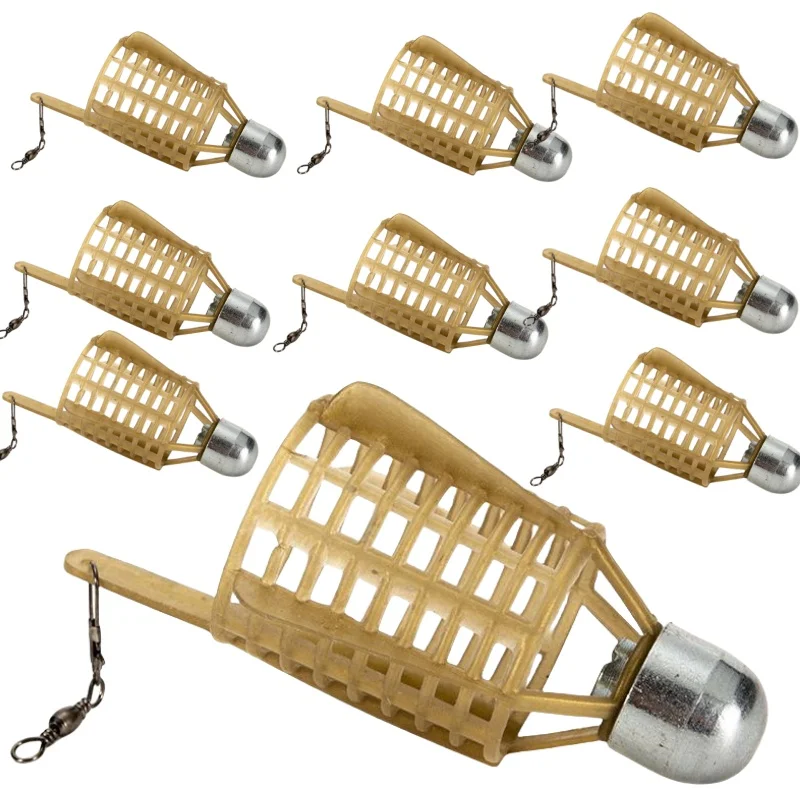 1PCS Fishing Beads Feeder Cage Hooks Components Carp Bait Cage With Iron Head Stoppers Carp Beads Fishing Tackles Part Tools