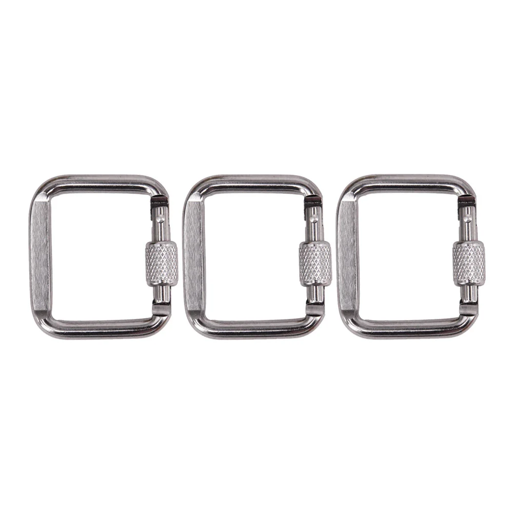 

3 PCS Camping Button Square Buckle Portable Toy Aluminium Heavy Duty Carabiner Key Ring