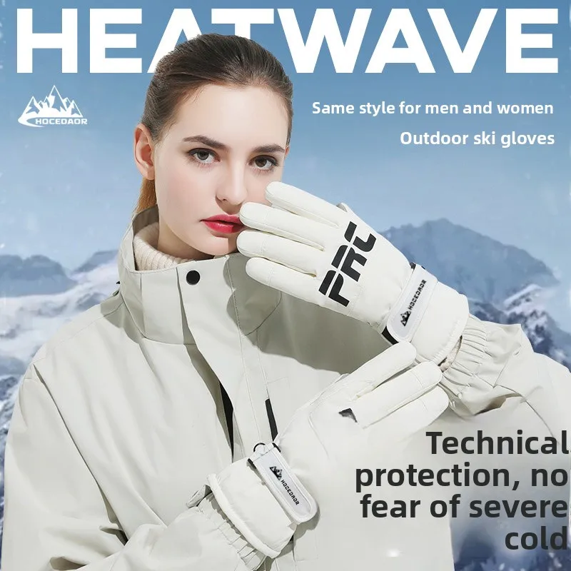 Winter Ski Gloves Cold Resistant Thick Fleece Windproof Water Repellent Touch Screen for Outdoor Cycling Men Women Couples