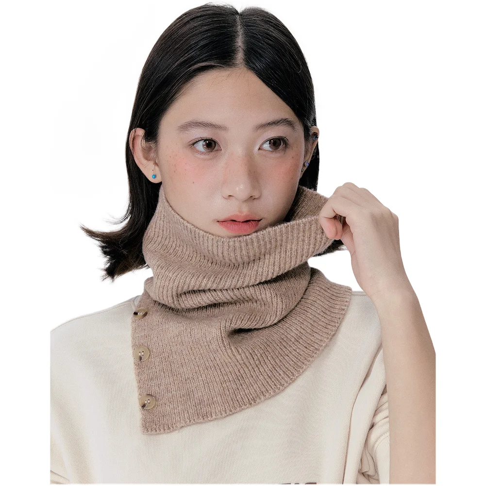 Button Closure Neck Warmer Knit Scarf for Cold Seasons Unisex 21x30cm Soft Blend Fabric Warm Scarf for Men and Women