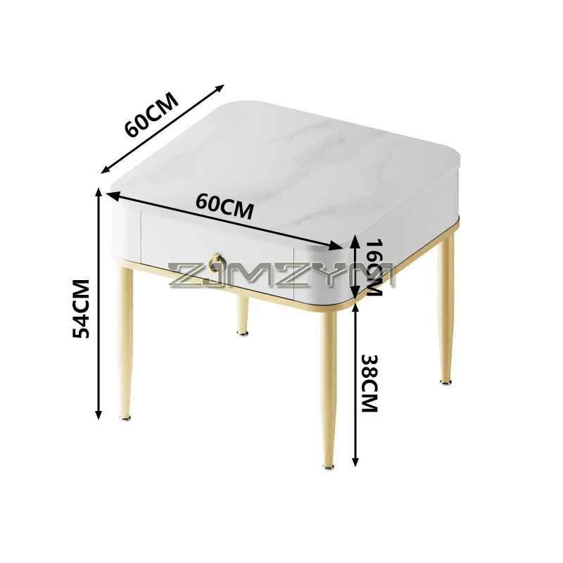 Coffee Table Living Room Table Center Table, Faux Marble Coffee Table Square Tea Table with Sturdy Metal Frame, Drawer