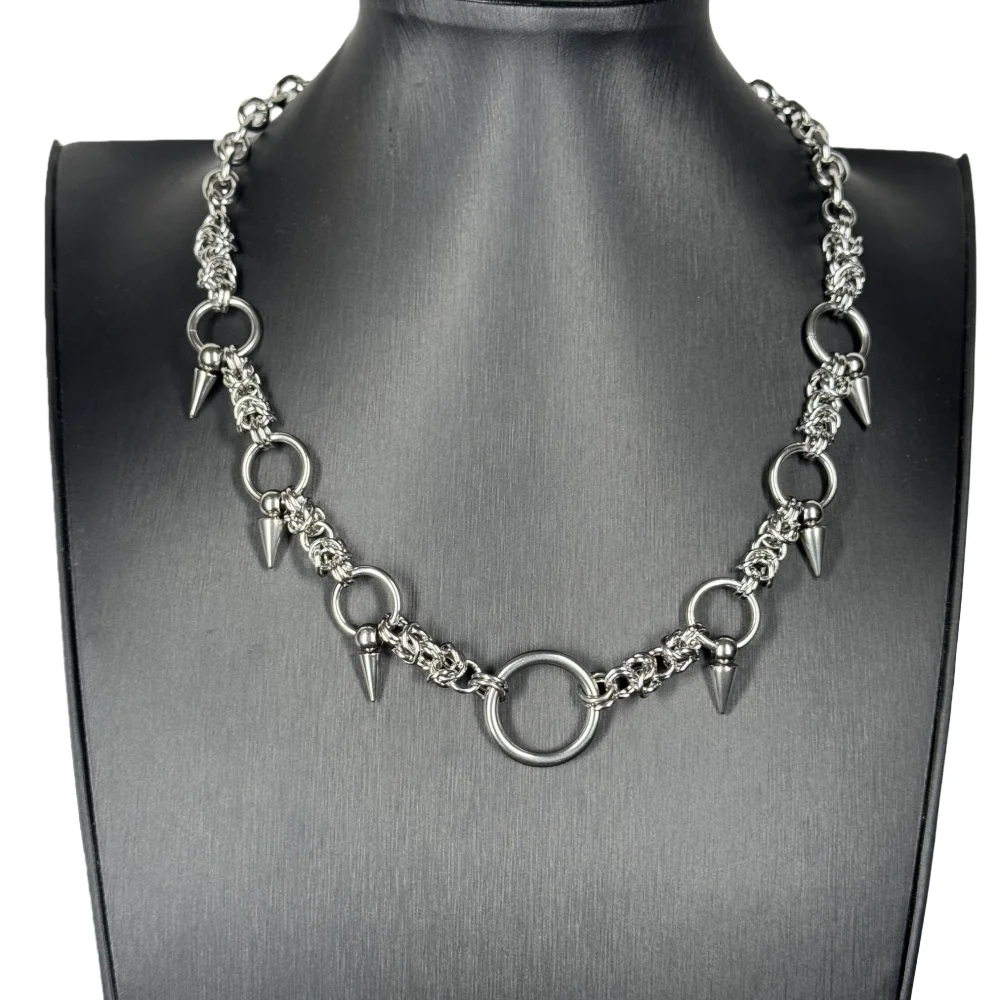 Punk Gothic Studded Rivet Spikes Necklace Vintage Choker Hip Hop Necklace Titanium Steel For Party Men Women Jewelry Gifts