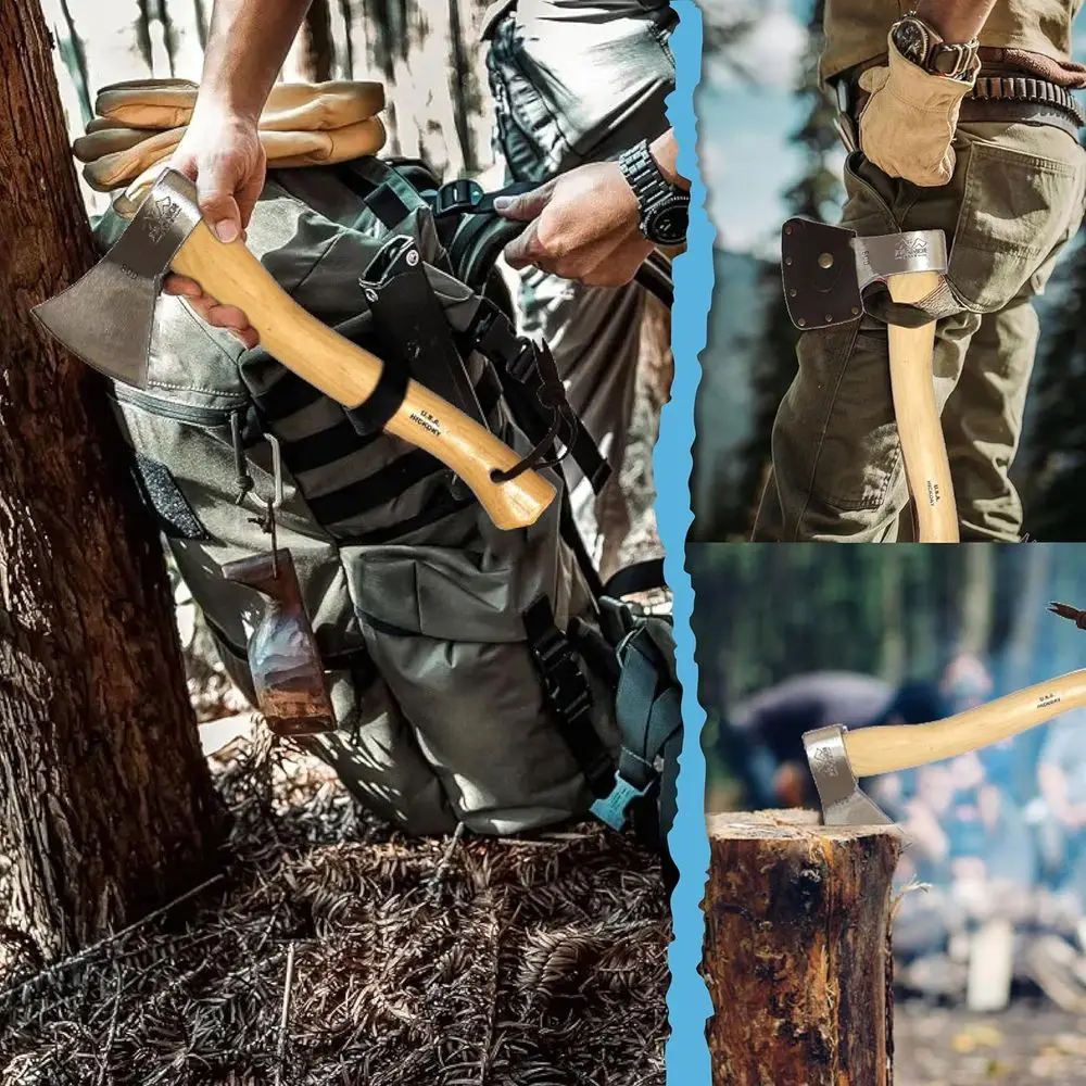 1.32lb C43/C45 Carbon Steel Axe with 14 Hickory Handle - Premium Bushcraft Tool for Wood Splitting & Carving - view 4