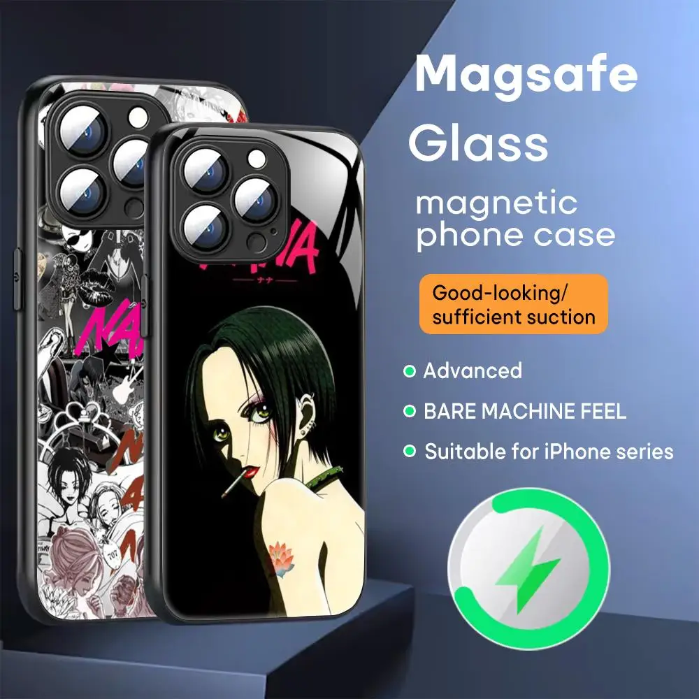 Anime Cool Nana Manga Osaki Phone Case For iPhone 16 15 14 13 12 11 X XR XS 8 Plus Mini Pro Max Glass Magnetic Phone Case