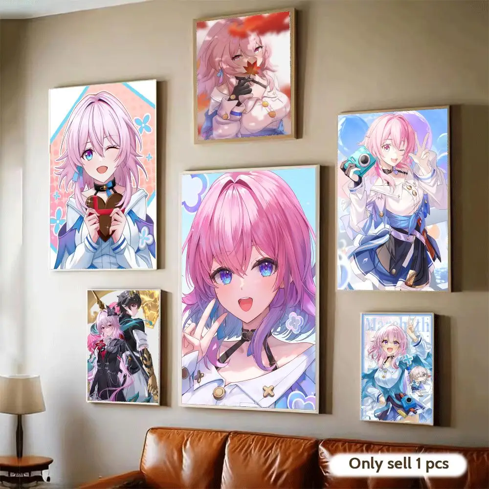 March 7th Honkai Poster Modern Self-Adhesive Art Wall Decals for Bedroom & Living Room Home Decor, Great Gift Idea