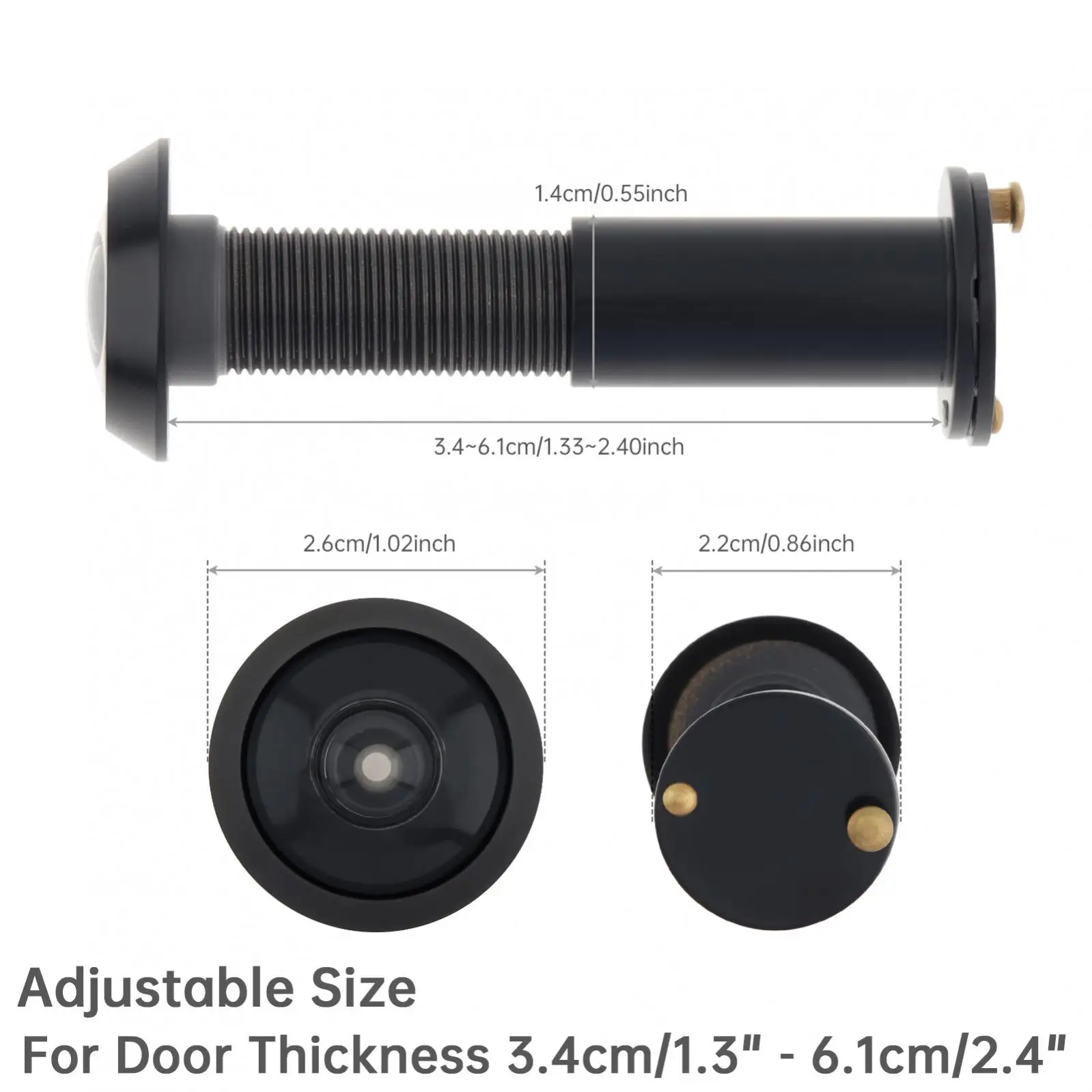 1pc 14mm Solid Brass 180 Degree High Definition Door Viewer for 1.33-2.3inch Door Thickness Home with Rotating Privacy Cover